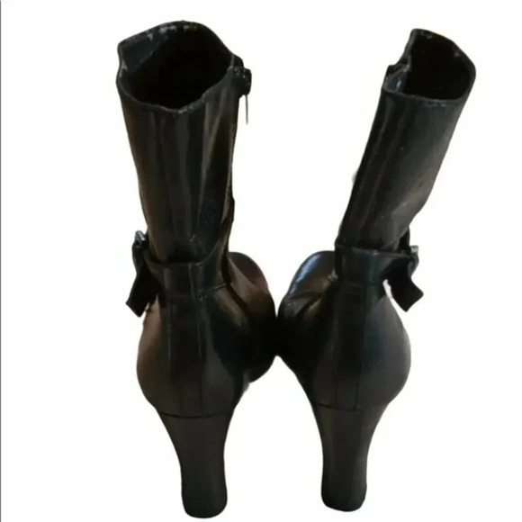 Nine West Varina 7M black leather 4” heeled ankle moto boots - Picture 3 of 7